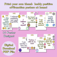 Thumb Buddy Positive Affirmation Posters Digital PDF File To Print At Home