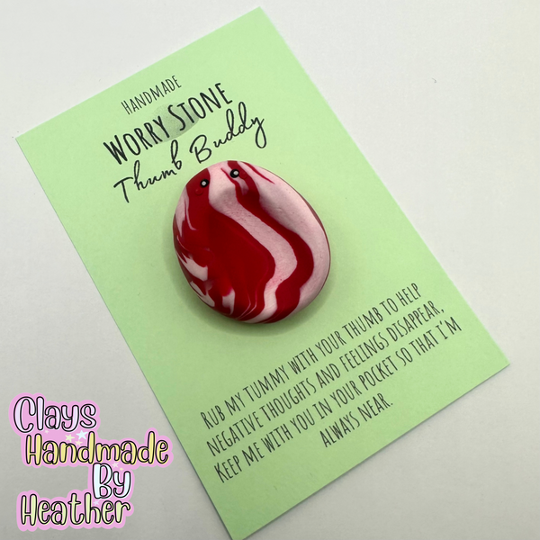 Red Marble Worry Stone Thumb Buddy