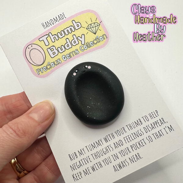 Precious Gems Collection Black Obsidian Worry Stone Thumb Buddy