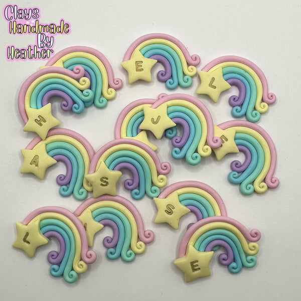 Pastel Star Rainbow Personalised With Initial Or Number (MADE TO ORDER)