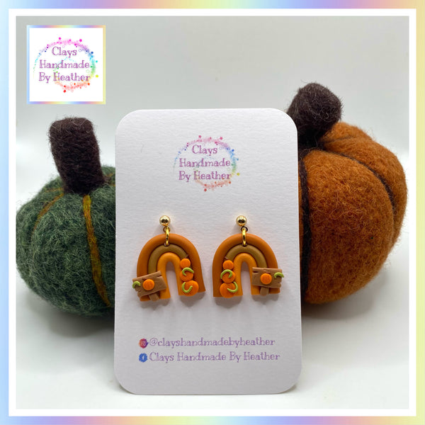 Autumn Pumpkin Patch Rainbow Earrings