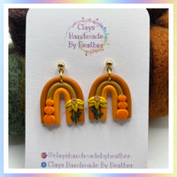Autumn Pumpkin Patch Rainbow Earrings