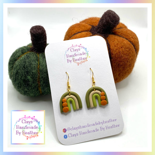 Autumn Pumpkin Rainbow Earrings