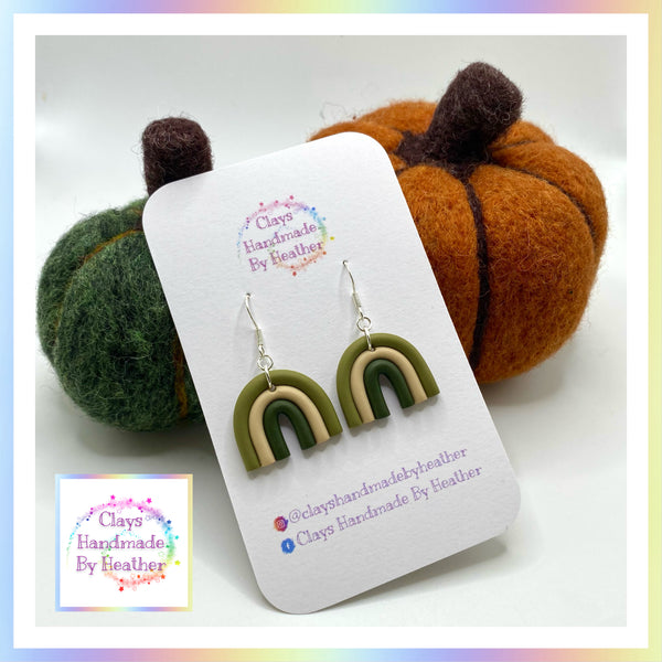 Autumn Rainbow Earrings Olive and Khaki Green
